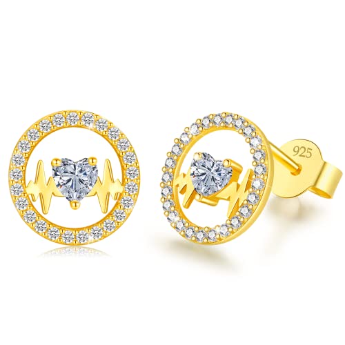 LAVUMO Latido de Corazón Pendientes Mujer Plata Joyas Plata Personalizadas Cumpleaños Aniversario San Valentín Día de la Madre Navidad regalos originales para mujer Ella Esposa Novia Mamá Cover