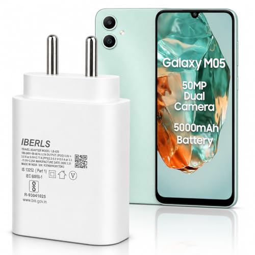 Image of 25W Pd 3A Type-C Super Fast Charging Adapter Compatible with Galaxy M05 /M17 /M17e /M06 /M36 /M07 /M56 /M16 / M55s /M15 /M35 /M55 /Tablet /Galaxy Watch- Charge Your Device with 25 Watt USB C Fast Charger- White