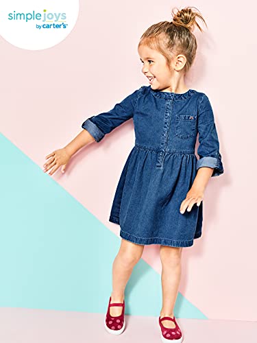 Simple Joys By Carter's Toddler Girls' Long-Sleeve Dress Set, Pack Of 2, Chambray/Cheetah, 3T #TOP4