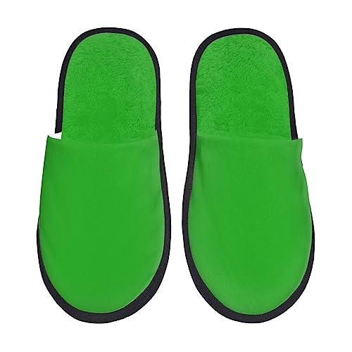 Green Print Women'S Fuzzy Slip On Indoor Outdoor Winter House Slippers