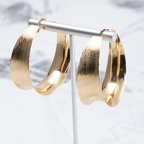 Hoop Earrings for Women Wide Hoop Earrings Large Big Flat Huggie Hoops Earrings Trendy Chunky Hoops Earrings Statement Earrings Jewelry for Women by IQPDYV - Used condition - Image 6