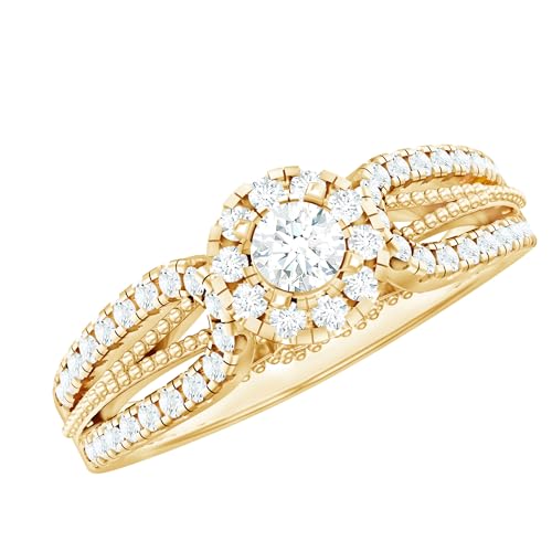 Certified Lab Grown Diamond Vintage Style Engagement Ring, Ef-Vs Quality, Diamond Halo Ring- With Jewelry Box