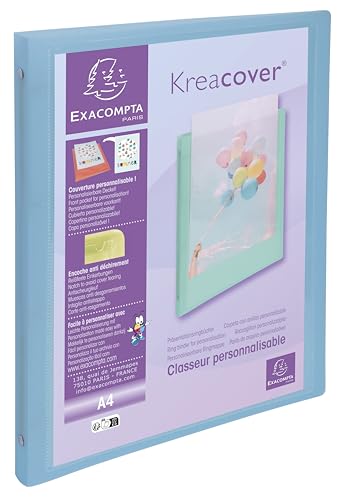 Exacompta - Réf. 51279E - 1 classeur souple - en polypropylène - Kreacover pastel - 4 anneaux ronds diam 15mm - dimensions 320x250 mm - pour format A4 - couleur aléatoire