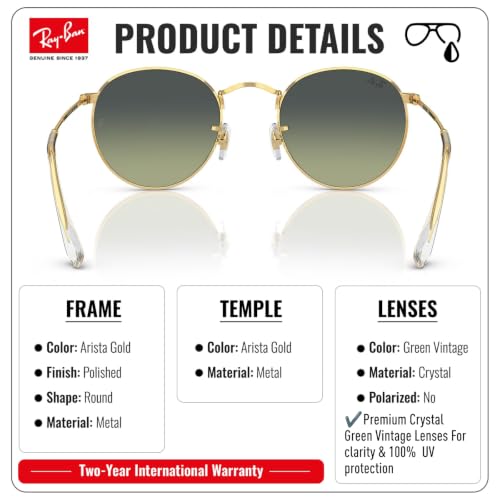 Image of Ray-Ban RB3447 ROUND METAL Round Shaped Sunglasses for Men with Official RAYBAN Eyewear Kit