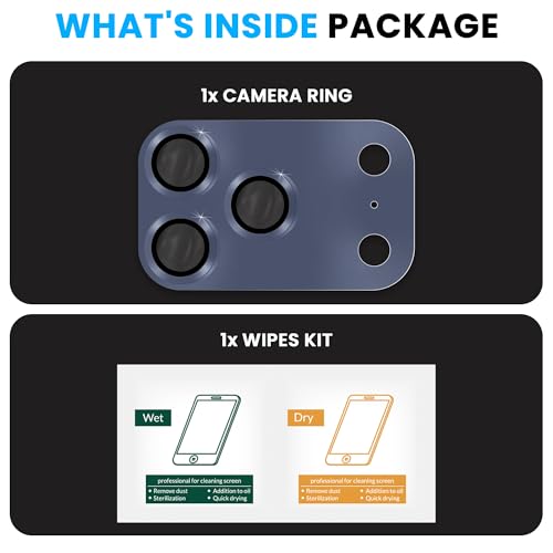 Image of ArmourPro Camera Lens Protector for iPhone 17 Pro 6.3-Inch, Full Coverage 9H Tempered Glass Ring Cover, Matte Metal Plate, Case Friendly | Deep Blue, Pack of 1