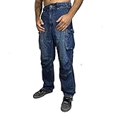 Weit geschnittene Jet Lag Cargohose Safety A in denim light navy