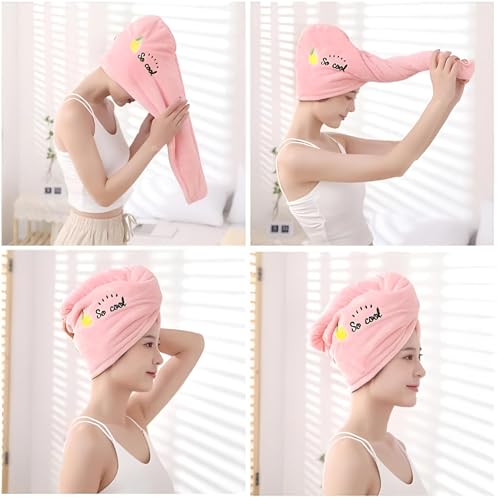 Image of DIVYAM Microfiber Hair Towel Wrap for Women | Quick-Dry Soft Hair Drying Cap with Elastic Loop | Lightweight Magic Head Wrap for Long, Curly & Wet Hair (Multicolor, Set of 2)