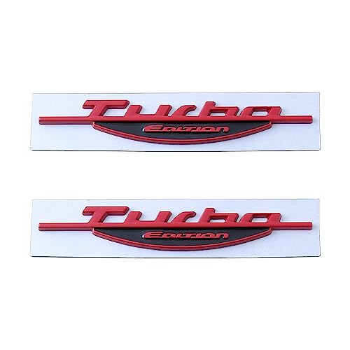 Image of 2X Turbo Emblem 3D Metal nameplate Logo Rear Trunk Emblem Car Sport Badge car Accessories Decorative for Universal (Red-Black)