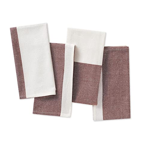 Folkulture Cloth Napkins Set of 4 20 x 20 Inches, 100% Cotton Boho Dinner Napkins Soft, Washable, Reusable, Durable for Farmhouse Table Décor, Dinners, Parties and Wedding Reception, Terracotta