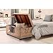 Pemberly Row Modern Kubu Wicker Rattan Storage Trunk, 37 in x 21.25 in x 19 in, Tan Finish, Handmade with Solid Mahogany Frame, Spacious Lift-Top Storage, Versatile Coffee Table for Living Room or