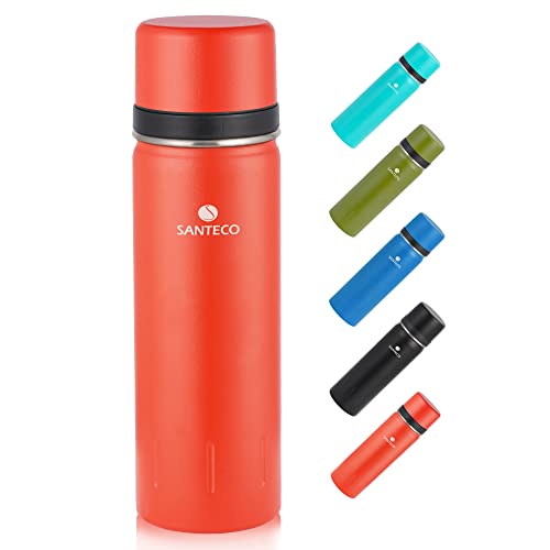 SANTECO Thermoskanne Thermosflasche Edelstahl 1l, 500ml, Auslaufsicher Isolierflasche mit Trinkbecher für unterwegs, Kaffee & Tee für Kinder, Sport, BPA-Frei, 24H Kalt & 12H Heiß 1