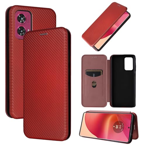 Motorola Edge 50 Fusion �P�[�X�Ή��A�X�����J�[�{���t�@�C�o�[�e�N�X�`��+ PC �n�C�u���b�h�P�[�X ���S�ی� �ϏՌ� �t���b�v�P�[�X�J�o�[ Motorola Edge 50 Fusion 5G �Ή�(Brown)