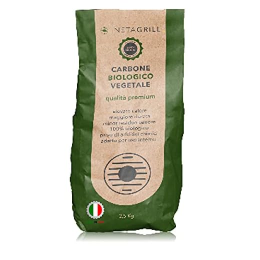 Carbone Biologico Vegetale di Legna di Faggio e Leccio 2.5 kg | Carbone per Barbecue, Grill, Grigliata InstaGrill o Barbecue da Tavolo Senza Fumo