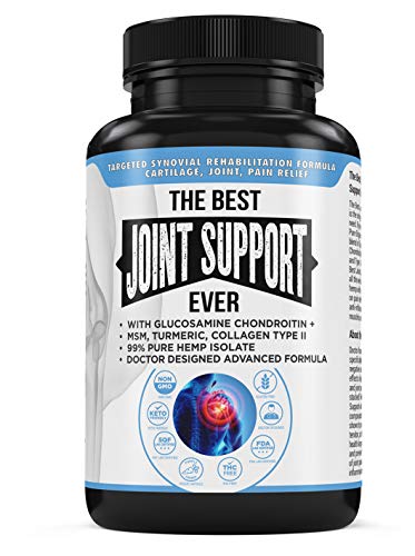 The Best Joint Support Ever Advanced Anti Inflammatory Glucosamine Chondroitin Turmeric MSM Boswellia Type II Collagen Bioperine + 750mg of Pure Organic Hemp Extract Back Neck Pain Relief