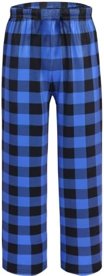 Ekouaer Boys Pajama Pants Long Sleep Soft Elastic Waist Bottoms Plaid Lounge With 2 Pockets 4-14 Years