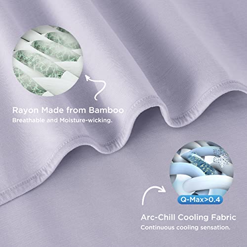 Bedsure Purple Cooling Blanket for Hot Sleepers - Summer Cold Throw Blanket for Bed, Arc-Chill Lightweight Summer Bedding, Cool Thin Ice Cold Cooled Throws with Rayon Derived from Bamboo, 50x70