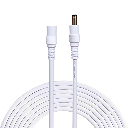 Liwinting 5m/16.4Feet DC Extension Cable, 12V DC Power Adapter Plug Extension Cord 5.5mm x 2.1mm Male to Female Extension Wire for DC 12V Power Adapter, CCTV Security Camera etc. - White