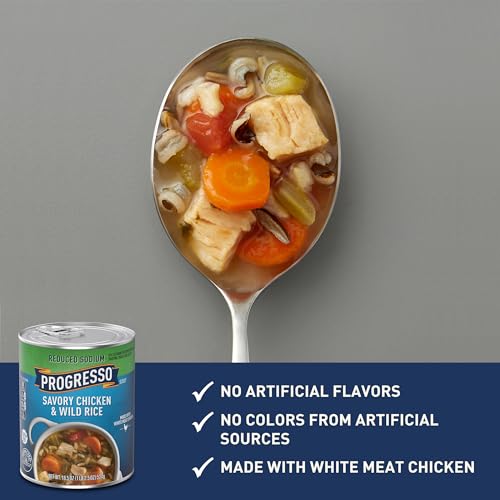 Image of Progresso Reduced Sodium, Savory Chicken & Wild Rice Soup, 19 oz. (Pack of 12)