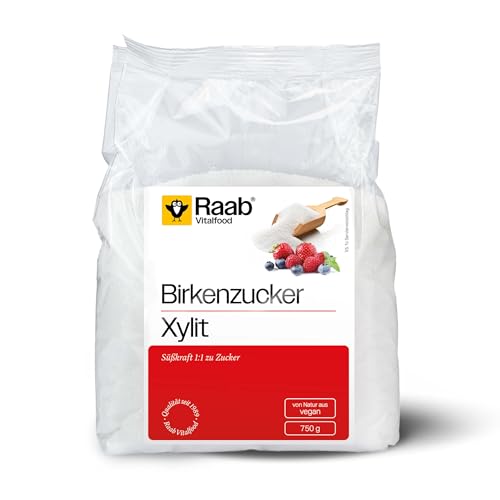 Raab Vitalfood Birkenzucker Xylit vegan 1:1 wie Zucker zu verwenden Zucker-Alternative Süßungsmittel niedriger glykämischer Index Süßen ohne Reue zahnfreundlich 1er Pack (750 g)