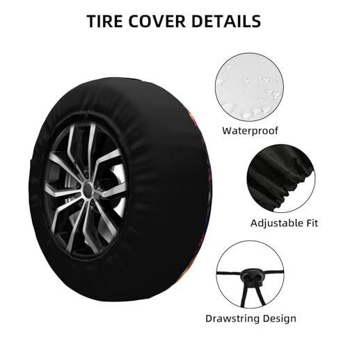 Image of Halloween Spare Tire Cover Spider with Flower Tire Cover Universal Wheel Protectors Wheel Covers for Rv Camper Travel Trailer SUV Truck 16 Inch