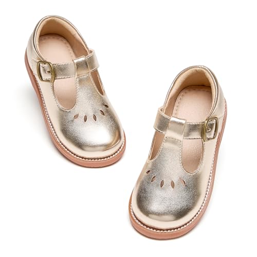 Image of GINFIVE Toddler Girls Dress Shoes Little Kids Flats School Mary Janes Shoes