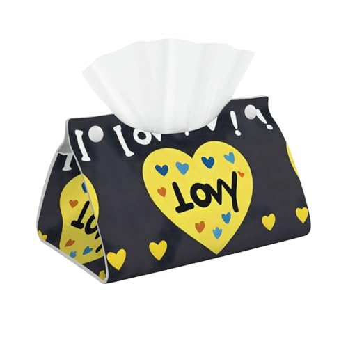 Love You with All My Heart Leather Tissue Box Cover Rectangular - Waterproof Foldable Paper Towel Holder for Car Home