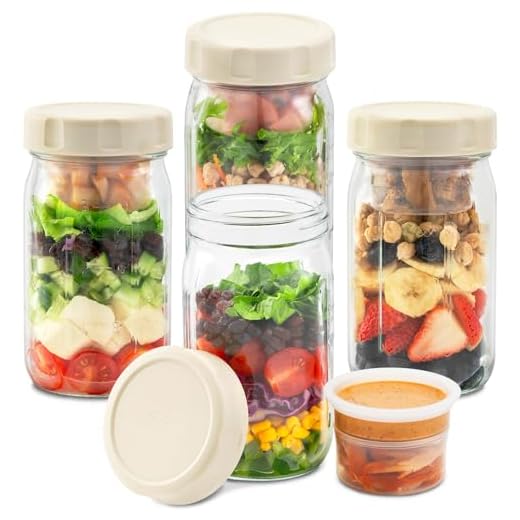 Soligt 32oz Glass Salad Jars with Compartments