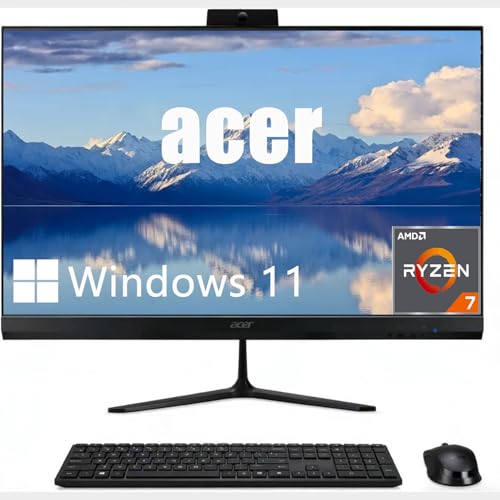 Image of acer Aspire 27 inch IPS FHD All-in-One Desktop Computer | AMD 8-Core Ryzen 7 5825U (Up to 4.5GHz) | 120Hz Refresh Rate | 64GB RAM, 4TB SSD | WiFi 6E, Bluetooth 5.3 | Wireless KB & Mouse