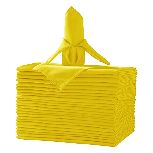 25pcs Polyester Cloth Napkins - 20 x 20 inch Yellow Washable Dinner Napkins with Hemmed Edges for Restaurant/Wedding/Hotel(25,Yellow) by Ascoza - Used condition - US$16.85