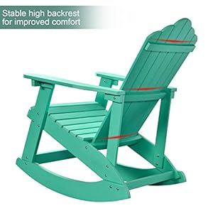 Adirondack Rocking Chair Classic Weather Resistant Patio Chair Outdoor Adirondack Chair for Deck Garden and BackyardLooks Like Real Wood1 Chair Green