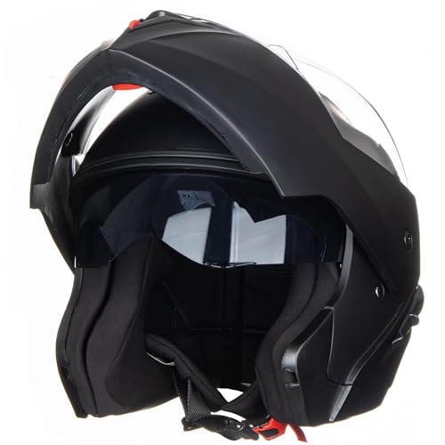 Jiekai Casco Para Motocicleta Integral, Con Visera Extraíble, Con Certificación Dot Negro Mate, L Jiekai Casco Para Motocicleta Integral, Con Visera Extraíble, Con Certificación Dot Negro Mate, L