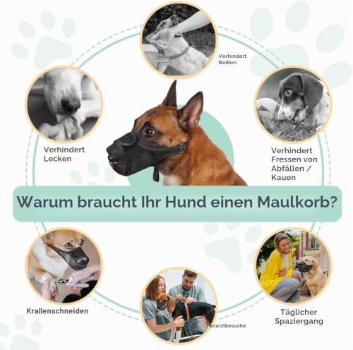 JAONLD Maulkorb für Hunde Einstellbar Hunde Maulkorb Mit Klettverschluss L