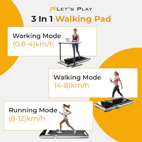 Image of LET'S PLAY LP-WPAD 2 in1 Folding Smart Treadmill for Home 2.5HP (4HP Peak) DC Motorized Treadmill Under Desk Walking Pad Treadmill /Running Pad Flexpad Remote (Black)