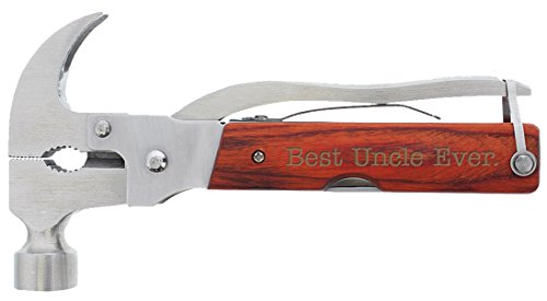 Fathers Day Tool for Uncle Best Uncle Ever Laser Engraved 12-in-1 Hammer Multitool Camping Survival Hammer Multi Tool