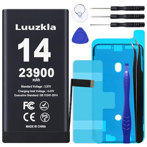 Luuzkla 23900mAh (New Upgrade) Battery Compatible with iPhone 14 Super Capacity Battery Compatible with iPhone 14 with Full Tool Kits-0 Cycle High Capacity (24-Month Service)