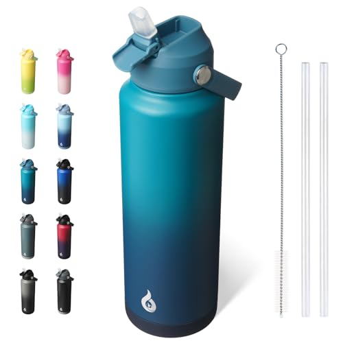 Image of BJPKPK Insulated Water Bottle with Straw Lid, 40oz Large Thermo, BPA Free Leak Proof Stainless Steel Metal Water Bottles, Tumblers, Cups, Flasks for Travel, Sports,Vast