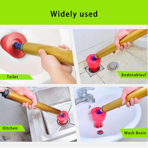 High Pressure Toilet Unblock One Shot,Toilet Pipe Plunger,Hochdruck-Toilettenreinigung in einem Zug,High Pressure Air Drain Clog Remover Plumbing Tool for Sink Bathroom Kitchen Bathtub Clogged Pipe