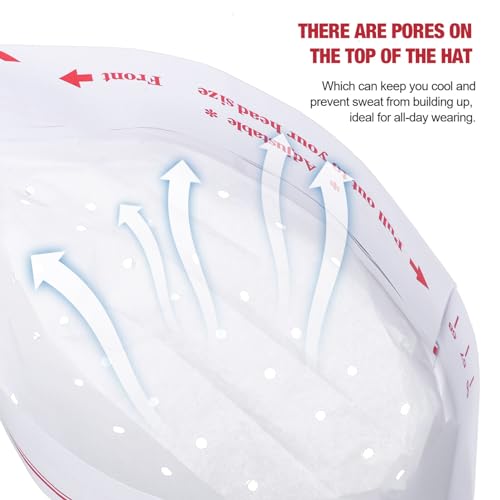 CLISPEED Kochmützen aus Papier, Einweg-Kochhüte, weiß, verstellbar, für Erwachsene, Kochmützen, elastische Bäckerhüte für Männer und Frauen, Küche, Restaurant, Kochen, 20 Stück, siehe abbildung,