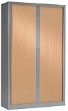  Vinco Armoire Monobloc H198xL120xP43 cm 4 Tablettes Alu Rideaux Hêtre