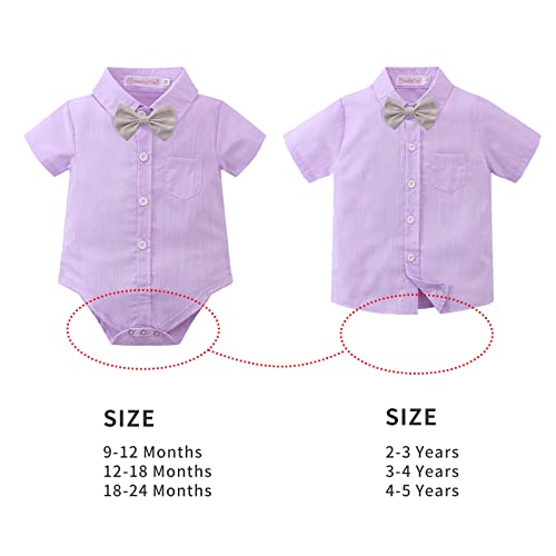 Image of Volunboy Baby Boy Formal Short Set Toddler Summer Gentleman Outfit Kid Short Sleeve Bowtie Shirt Suspender Shorts Suit
