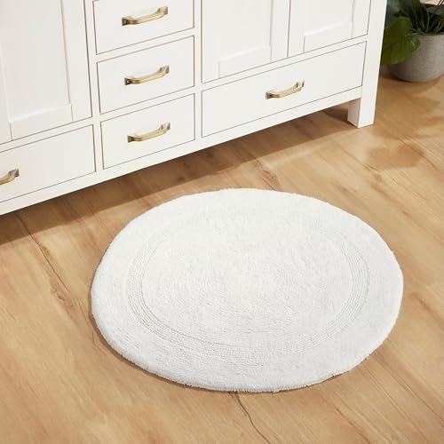Better Trends Round Bath Room Rug Ivory Reversible Super Soft, Luxury Cotton Rug Water Absorbent...