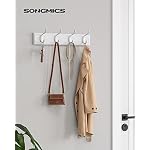 SONGMICS Wall-Mounted Coat Rack, Hook Rack, 4 Dual Metal Hooks, for Coats, Bags, Keys, in the Entryway, Bedroom, Living Room, White ULHR23WT - Image 2
