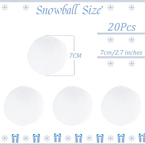 7cm Weiß Künstlicher Schneeball,20 Stück Plüsch Schneebälle Weihnachtsdekoration,Kunstschnee Werfer Schneeballschlacht Indoor für Kinder Erwachsene,Winter Weihnachtsbäume Deko Heimdekoration
