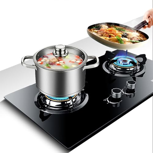 ガスストーブ 2 バーナー、4.8KW エネルギー集中火、黒色強化ガラス鋳鉄鍋つかみ、フレームアウト保護付き、家庭用キッチンに最適(LPG)