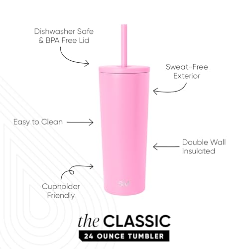 Image of Simple Modern Classic Tumbler with Straw Lid | Insulated Iced Coffee Cup Reusable Stainless Steel Water Bottle Travel Mug | Gifts for Women Men Her Him | 24oz | Dragon Fruit