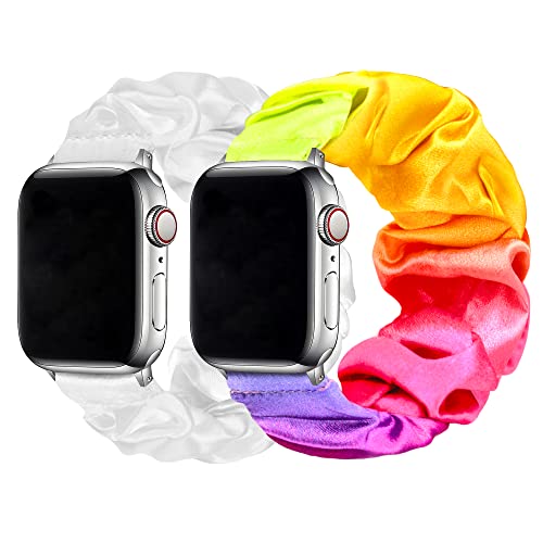 Meideli 2 Pack Pattern Printed Fabric Wristband Compatible with Apple Watch Scrunchie Strap