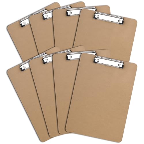 Porte-bloc A4 avec pince ZCZN en fibres de bois étanches pour école et bureau, lot de 8