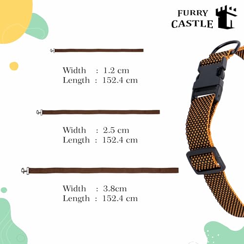 Image of Nylon Leash and Collar for Dogs with 360 Degree Rotating Clasp | Mustard Yellow | Water Proof | for Medium and Large Dogs in Medium Size