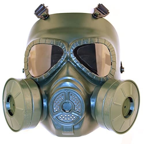HaoYK Masque tactique avec double ventilateur anti-buée Masque de protection contre les gaz ou pour le paintball, Vert OD Cover