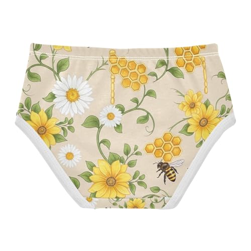 Toddler Briefs, Yellow White Flowers Cotton Underwear Girls, 2–8 Years2